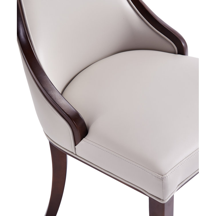 Tan Faux Leather Upholstered Parsons Side Chair with Beech Wood Legs