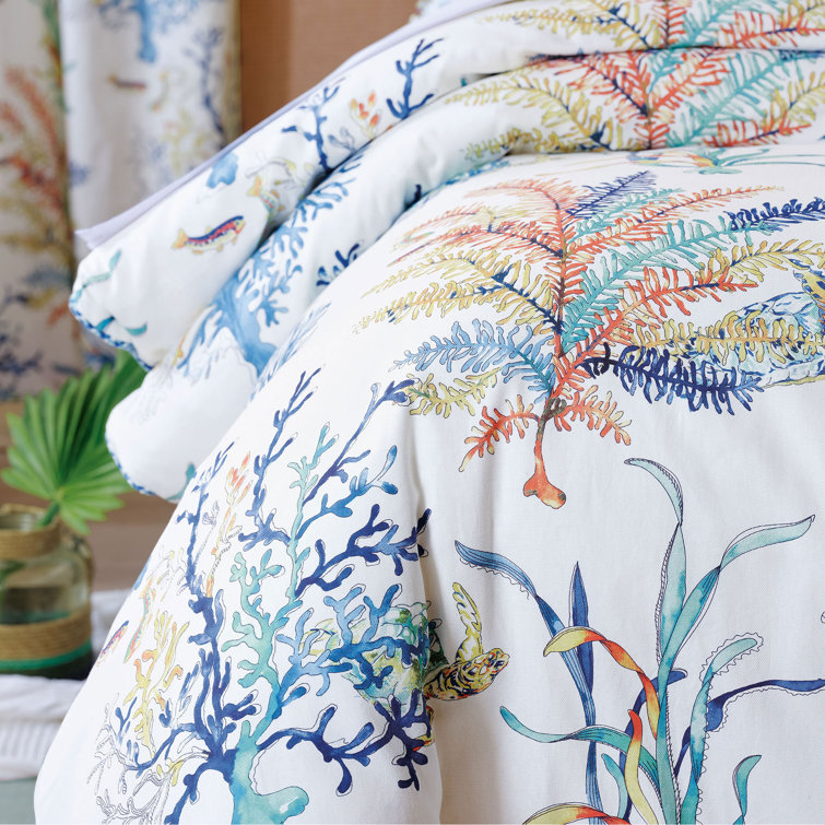 California King Cotton Coastal Floral Duvet Cover Set