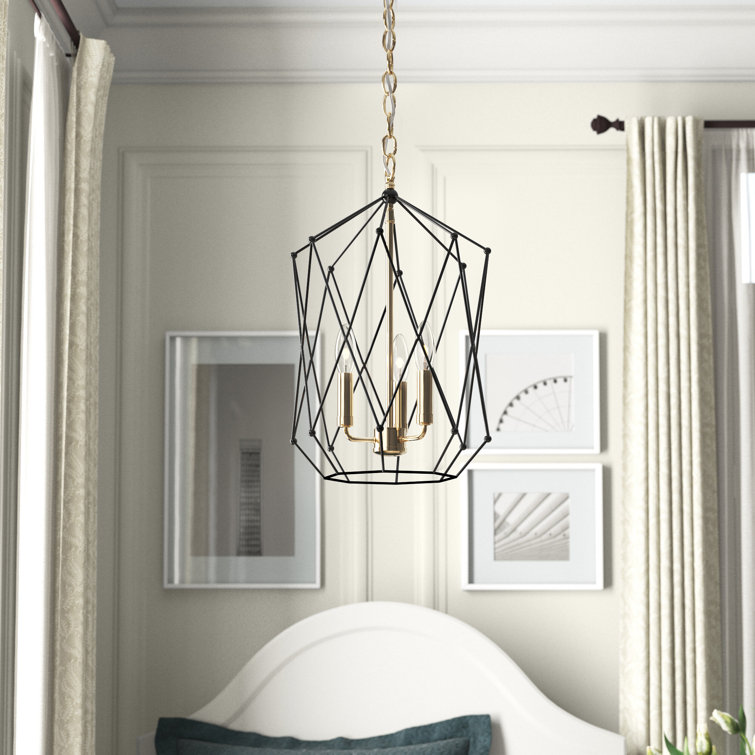 Zarra Satin Brass 3-Light Geometric Pendant