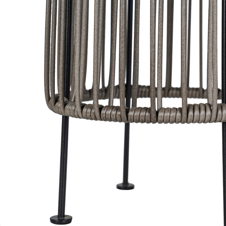 Light Brown Wicker Solar Floor Lamps with LED, 2-Pack