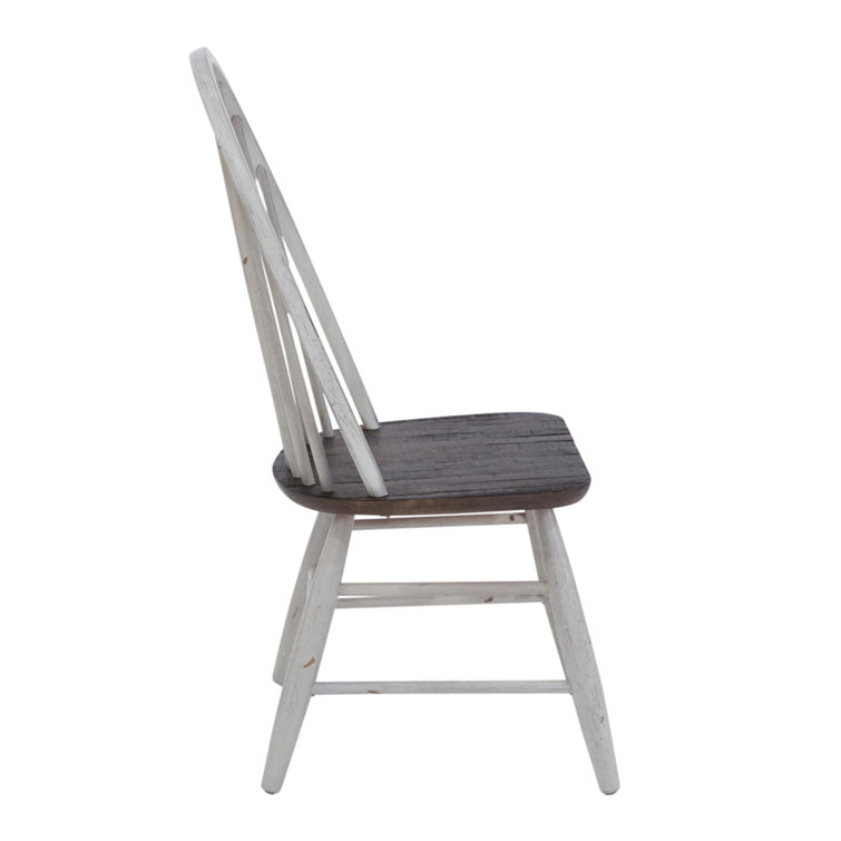 Farmhouse White and Wood Windsor Side Chair