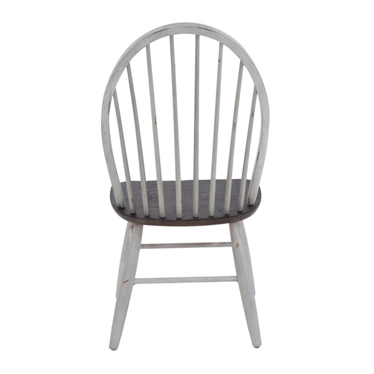 Farmhouse White and Wood Windsor Side Chair