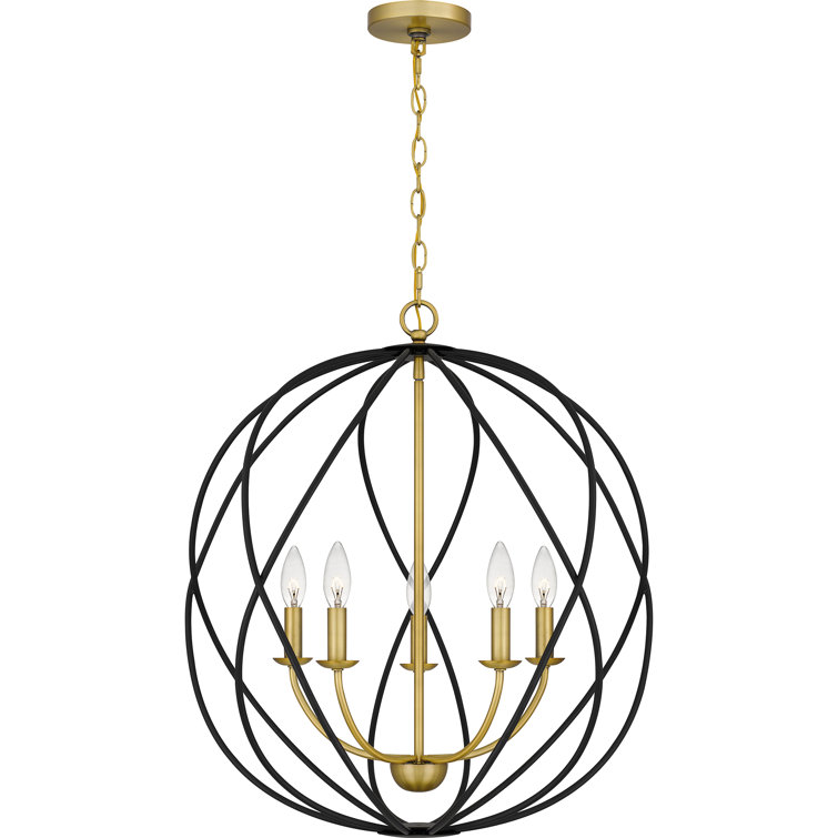 Bryn Aged Brass Globe Pendant with Open Framework Design