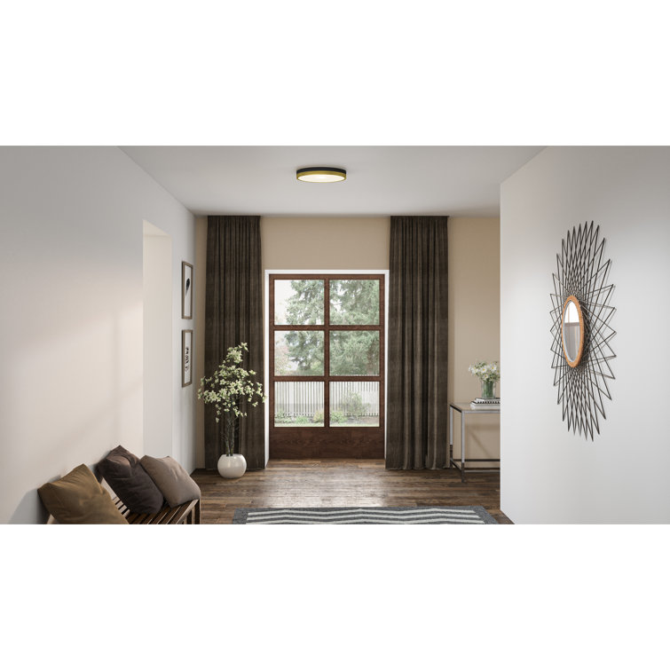 Matte Black and Gold Round LED Flush Mount Ceiling Light