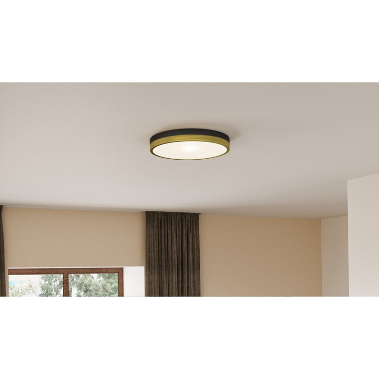 Matte Black and Gold Round LED Flush Mount Ceiling Light