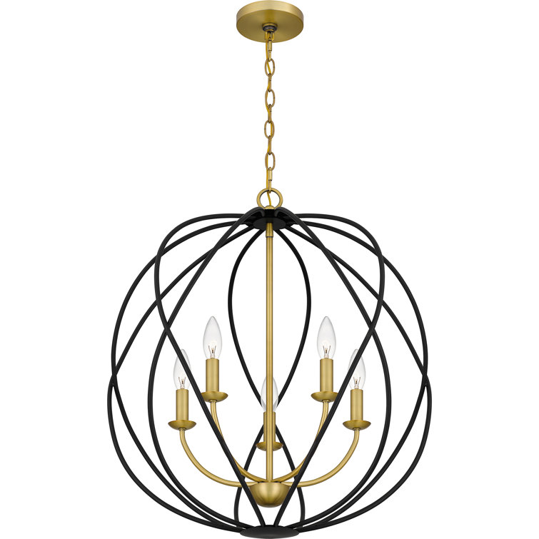 Bryn Aged Brass Globe Pendant with Open Framework Design