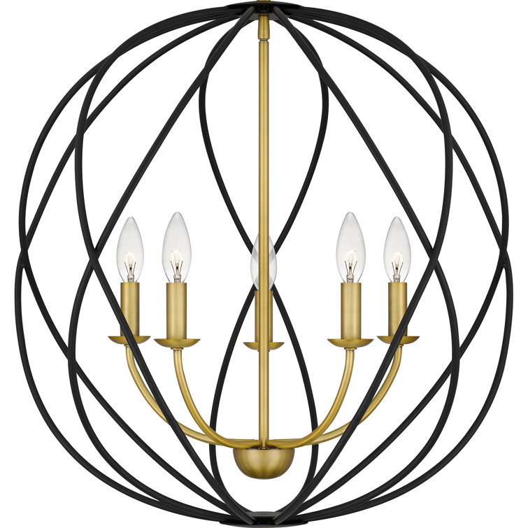 Bryn Aged Brass Globe Pendant with Open Framework Design
