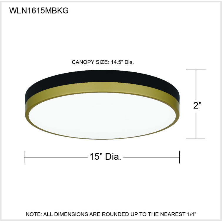 Matte Black and Gold Round LED Flush Mount Ceiling Light