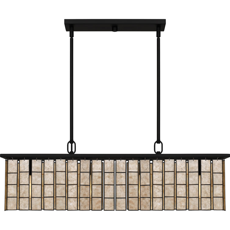 Seigler Matte Black 34" Drum Island Pendant with Mica Shade