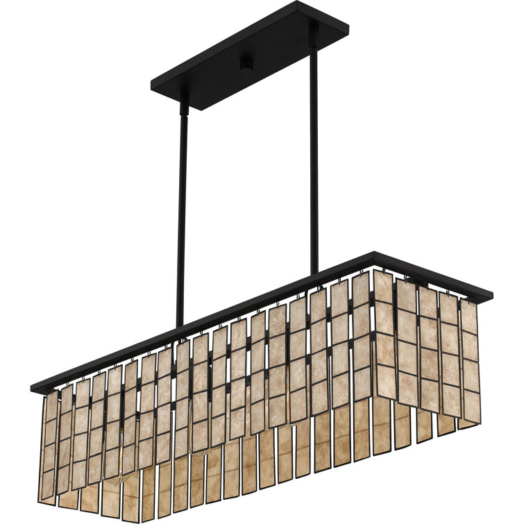 Seigler Matte Black 34" Drum Island Pendant with Mica Shade