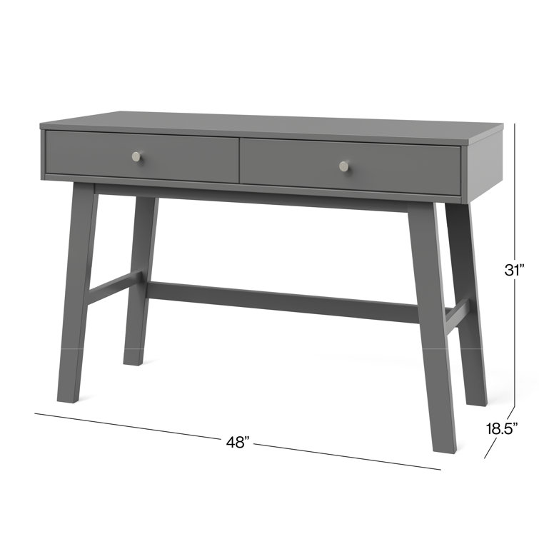 Cool Gray Wood Writing Desk with Drawer, 48"