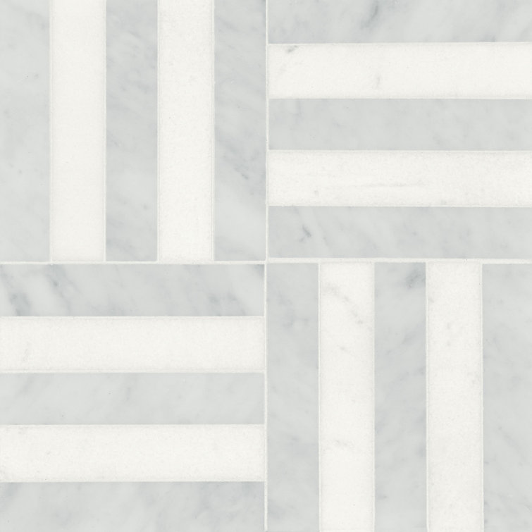 Matisse 12.13" x 12.13" White Carrara Marble Mosaic Tile