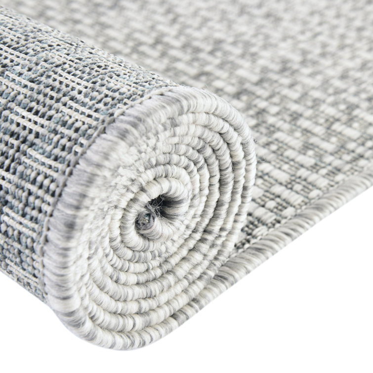 Light Gray Synthetic 6' x 9' Easy-Care Outdoor Rug