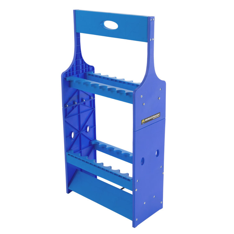Blue ABS Plastic Adjustable Fishing Rod Holder Stand for Garage Storage