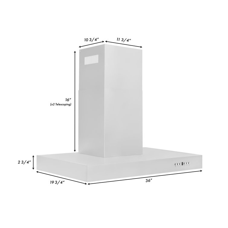 36" Stainless Steel Convertible Wall Mount Range Hood