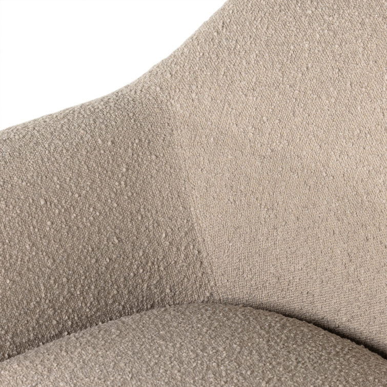 Suerte Contemporary Sand Bouclé Accent Chair with Metal Base