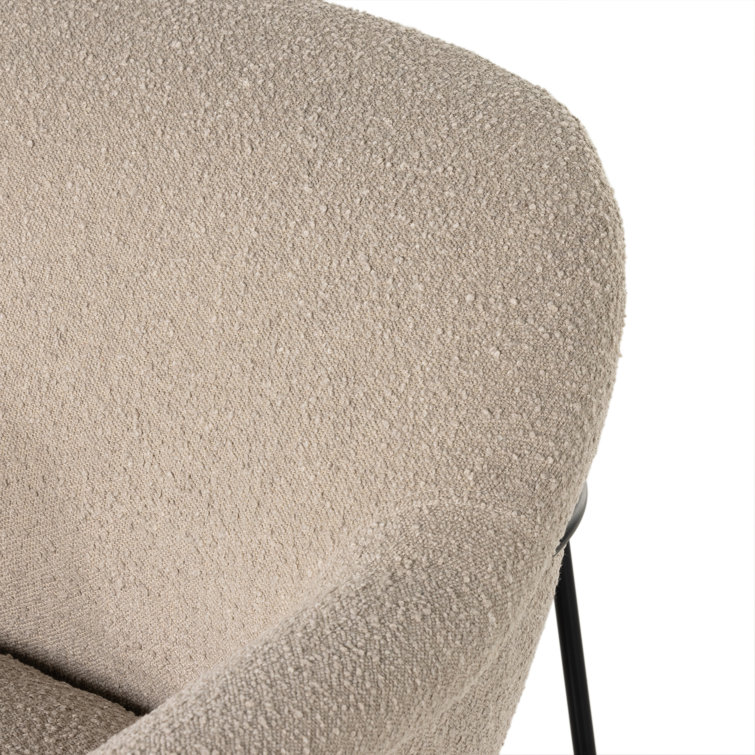 Suerte Contemporary Sand Bouclé Accent Chair with Metal Base