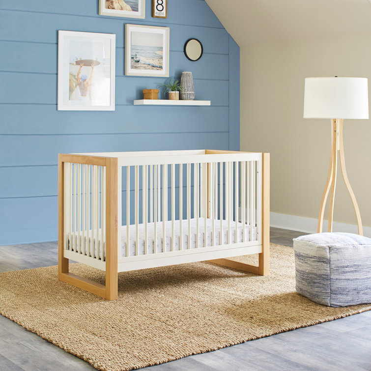 Nantucket White and Honey 3-in-1 Convertible Crib with Toddler Bed Kit