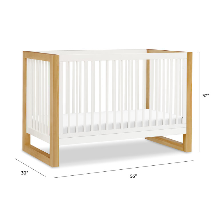 Nantucket White and Honey 3-in-1 Convertible Crib with Toddler Bed Kit