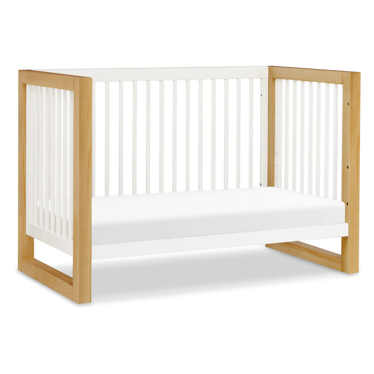 Nantucket White and Honey 3-in-1 Convertible Crib with Toddler Bed Kit