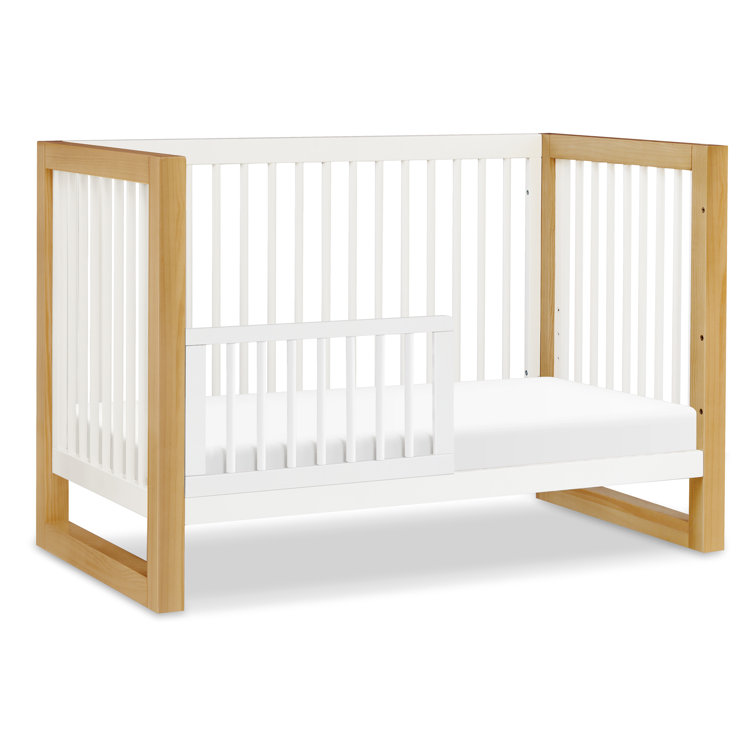 Nantucket White and Honey 3-in-1 Convertible Crib with Toddler Bed Kit