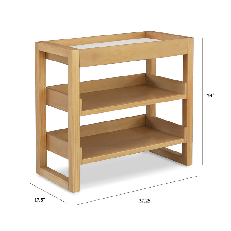 Honey Pine Coastal Changing Table with Open Shelves