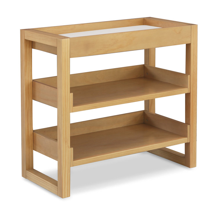 Honey Pine Coastal Changing Table with Open Shelves
