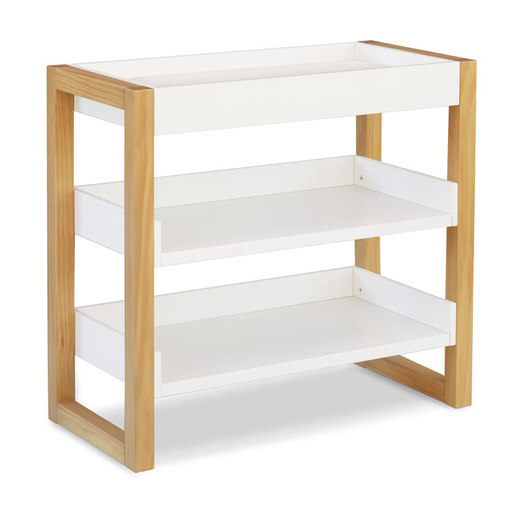 Nantucket Warm White and Honey Changing Table with Open Shelves