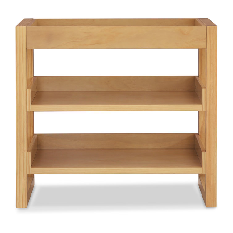 Honey Pine Coastal Changing Table with Open Shelves