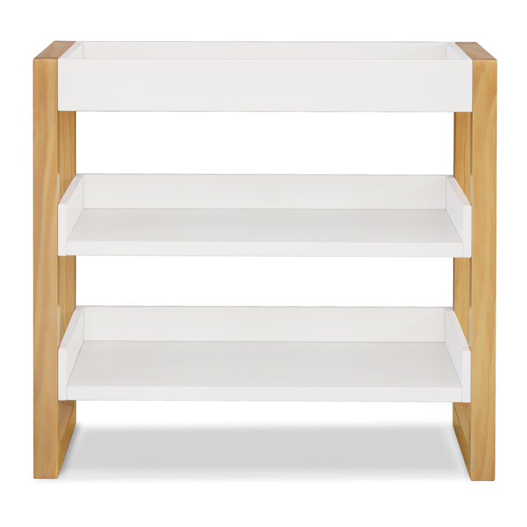 Nantucket Warm White and Honey Changing Table with Open Shelves