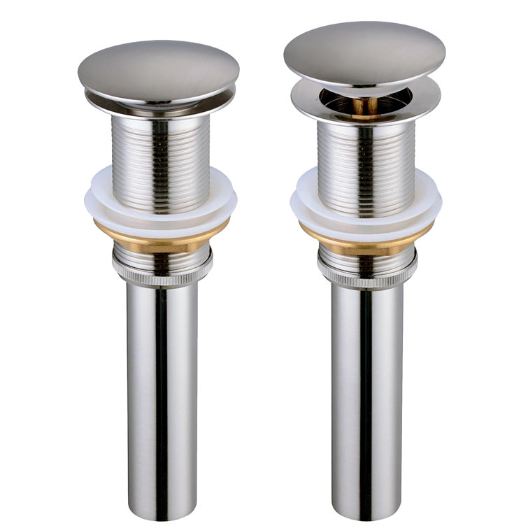 Brushed Nickel Brass Pop-Up Drain for Vessel Sinks