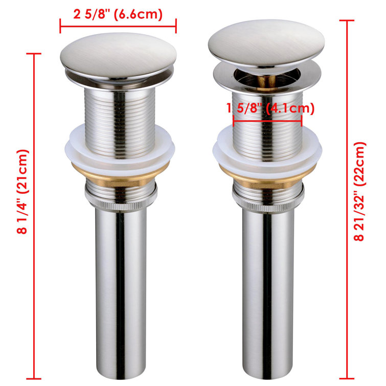 Brushed Nickel Brass Pop-Up Drain for Vessel Sinks
