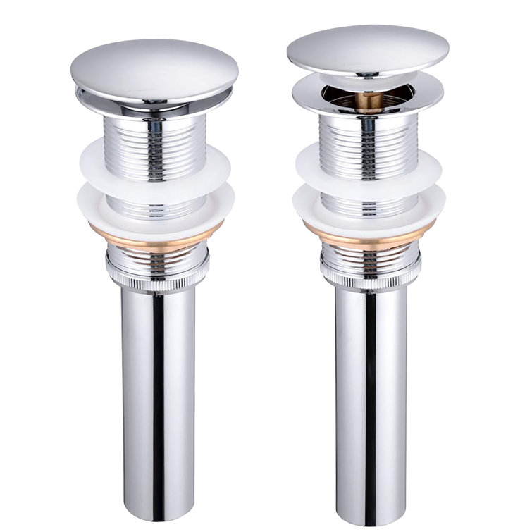 Polished Chrome Bathroom Pop-Up Drain with Overflow