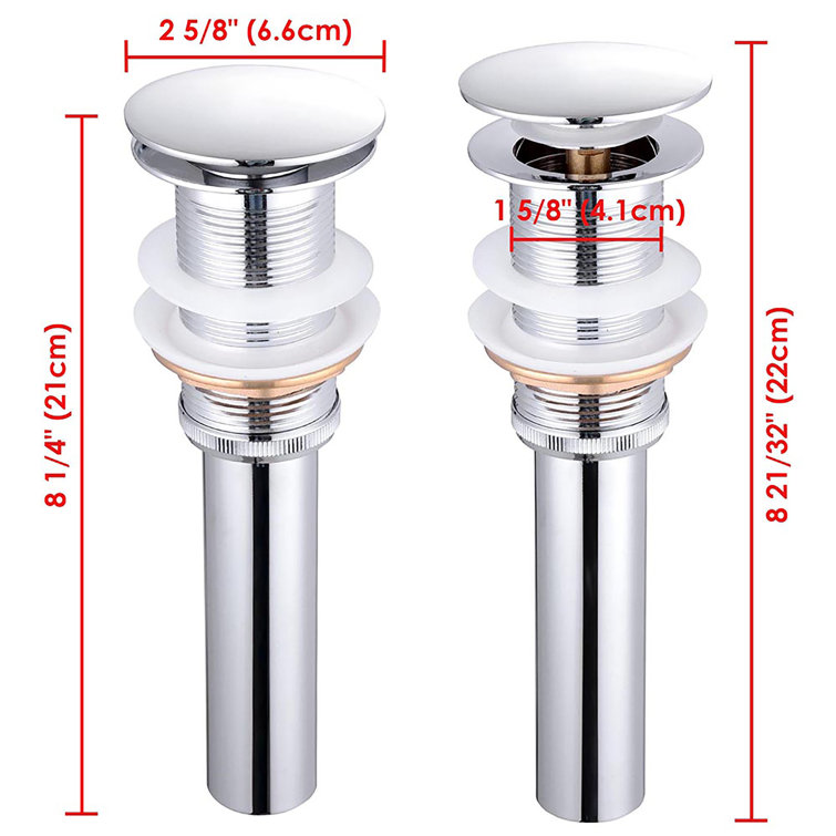 Polished Chrome Bathroom Pop-Up Drain with Overflow