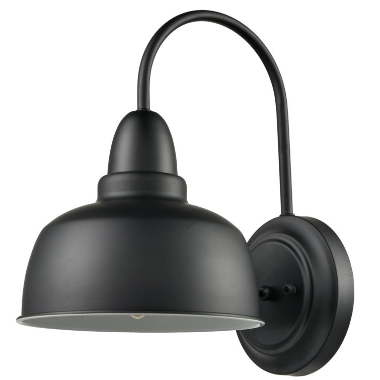 Black Metal Gooseneck Barn Light Sconce Set