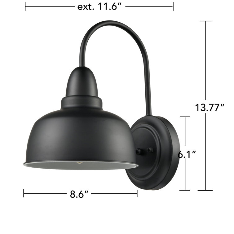 Black Metal Gooseneck Barn Light Sconce Set