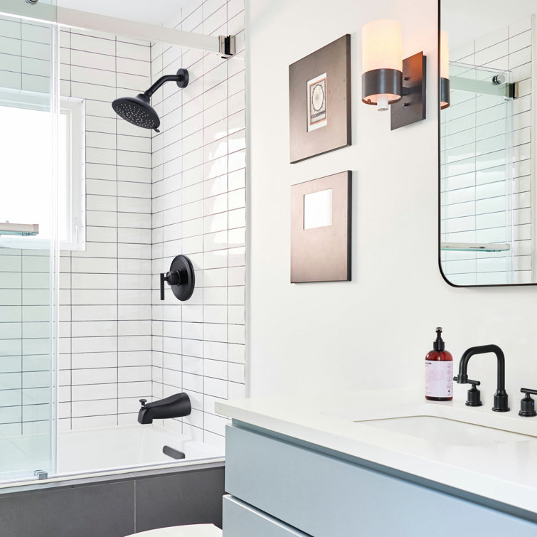 Matte Black Wall Mounted Single-Handle Shower Faucet Set
