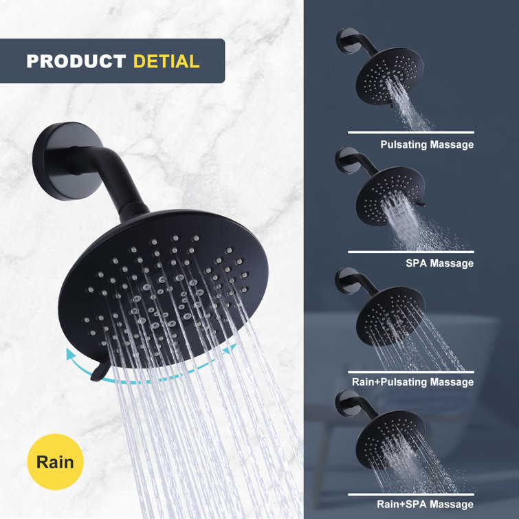 Matte Black Wall Mounted Single-Handle Shower Faucet Set