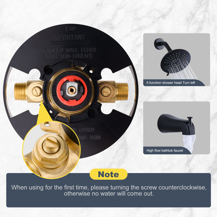 Matte Black Wall Mounted Single-Handle Shower Faucet Set