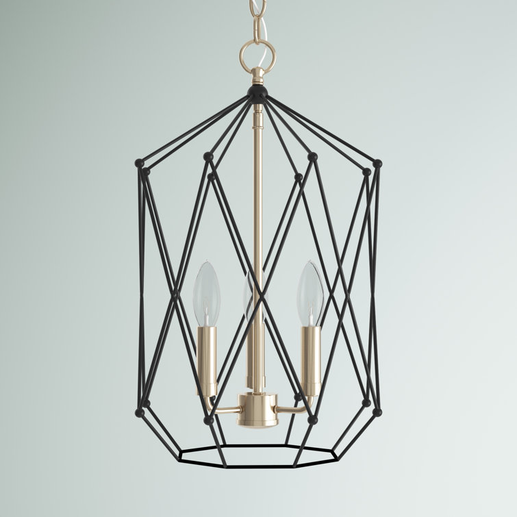 Zarra Satin Brass 3-Light Geometric Pendant