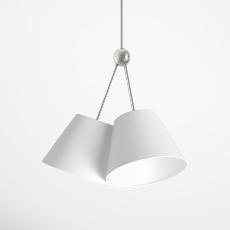 Brushed Nickel 3-Light Modern Chandelier with Off-White Shades