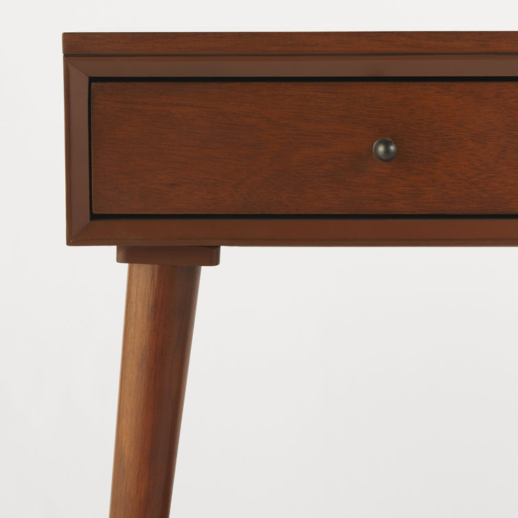 Mid-Century Acorn Brown Mahogany Console Table with Storage