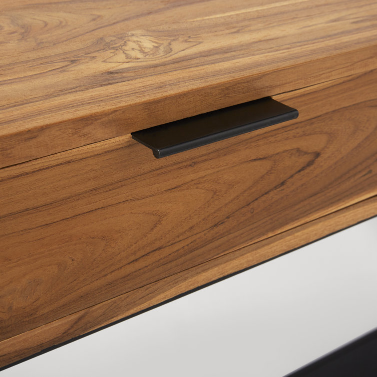 Theo 48'' Brown Wood and Black Metal Console Table with Storage