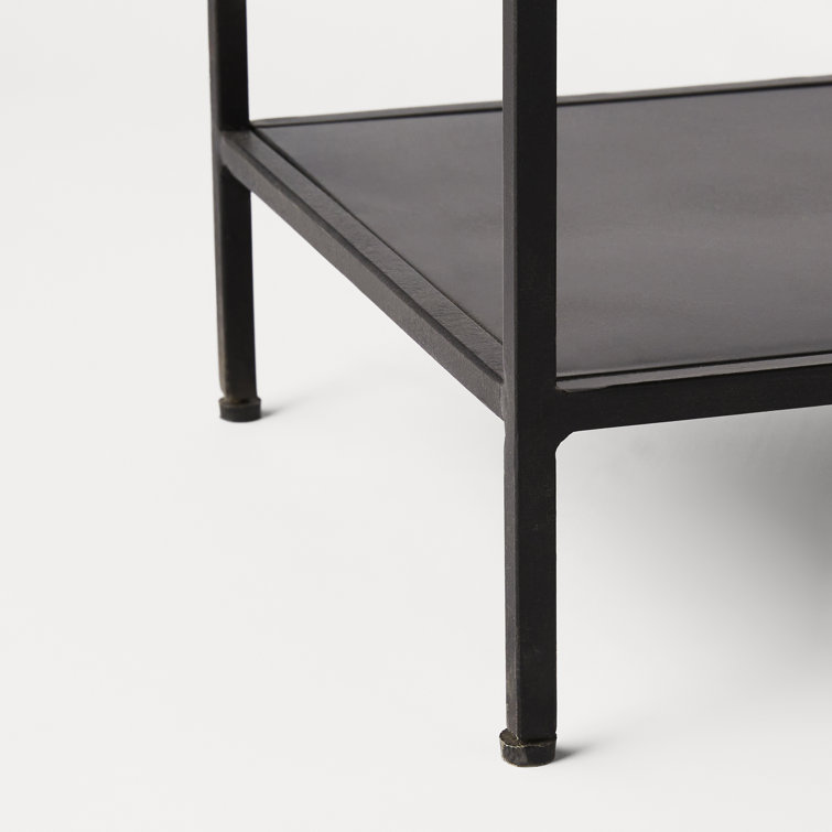 Theo 48'' Brown Wood and Black Metal Console Table with Storage
