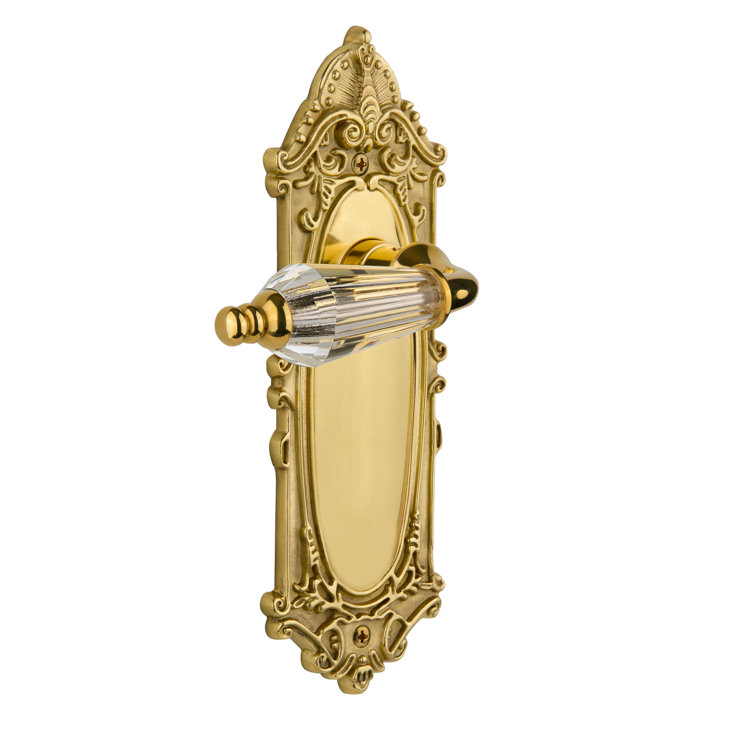 Victorian Polished Brass Plate with Crystal Parlour Lever