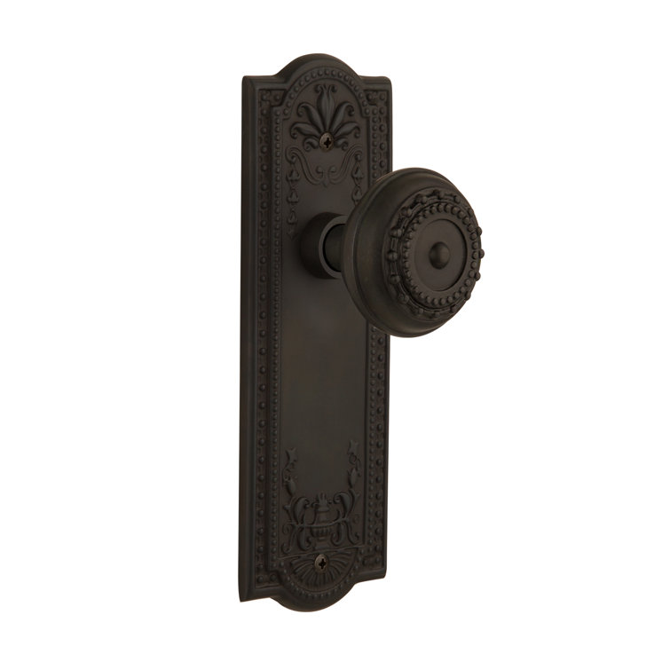 Antique Brass Meadows Plate with Intricate Beaded Door Knob