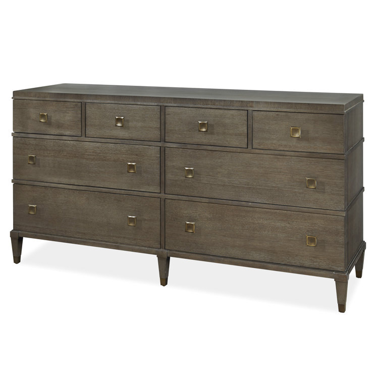Vivora Transitional 8-Drawer Dresser in Brown with Dovetail Drawers