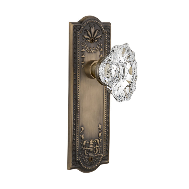 Antique Brass Meadows Plate with Lead Crystal Door Knob