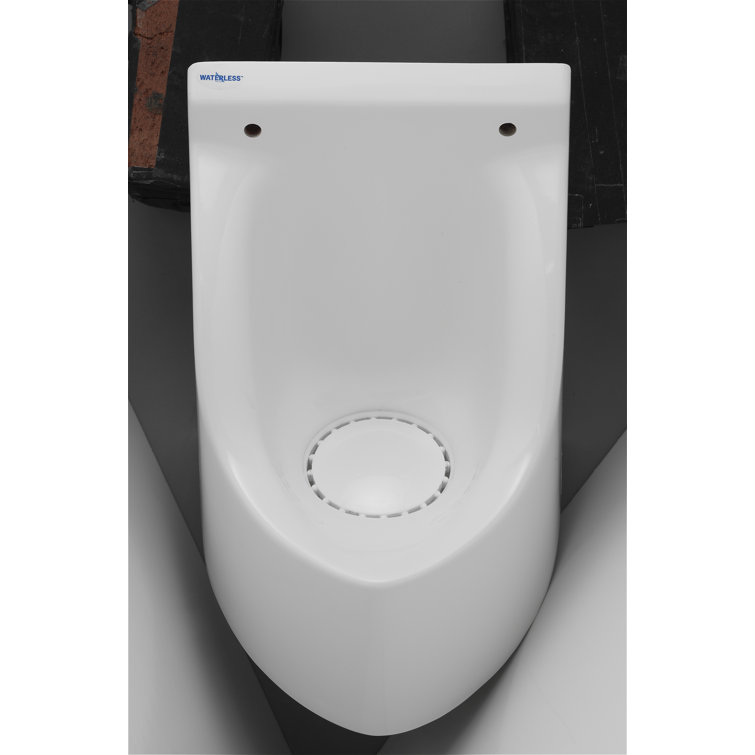 White Wall-Mounted Waterless Urinal with EcoTrap