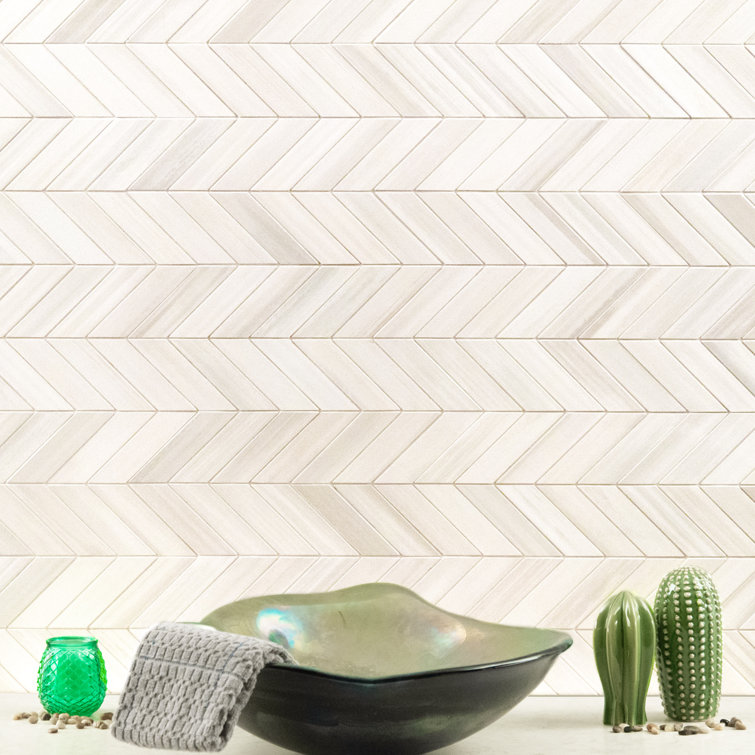 Bianco 12" x 15" Matte Porcelain Chevron Mosaic Tile